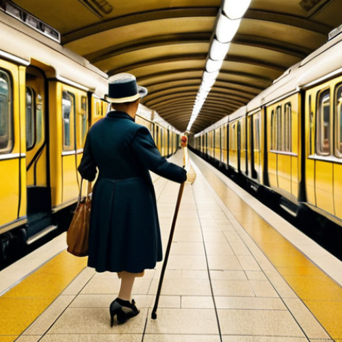 Home 6 **
> A vibrant, slightly blurred photo of the Budapest Metro M1 (yellow line). Focus on the vintage charm: small, yellow train cars inside a beautifully tiled station along Andrássy Avenue. Capture the feeling of stepping back in time. Include a few smartly dressed passengers from the early 20th century, perhaps a woman in a hat and a man with a cane.
**