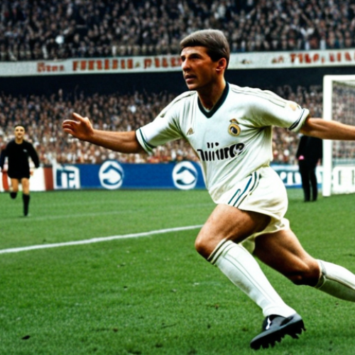 Home 4 헝가리 유명 인물 - **Ferenc Puskás:** "A dynamic action shot of Ferenc Puskás, the legendary Hungarian footballer, in h...